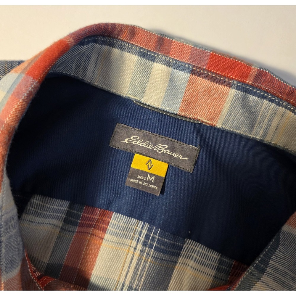 Eddie Bauer Travex Mens Size M Red White and Blue Long‎ Sleeve Button Up Shirt